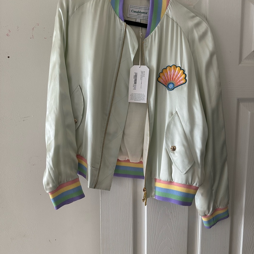 Casablanca Embroidered Souvenir Jacket in Mint Casa
Color: Mint Casa